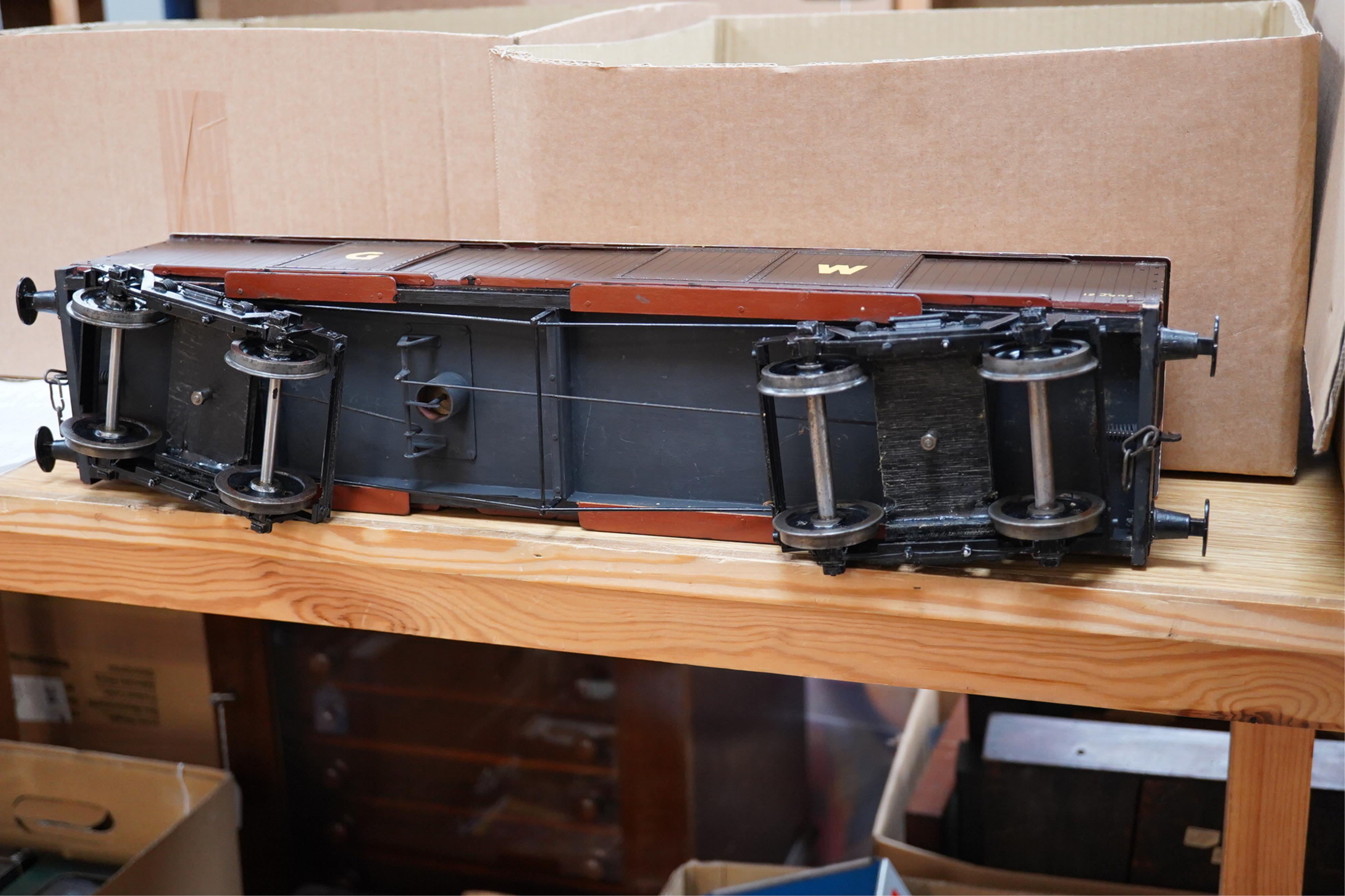 Two Gauge 3 model railway scratch-built GWR freight vans in resin, wood and steel, etc. construction, a siphon J bogie van and a 4-wheel cattle van